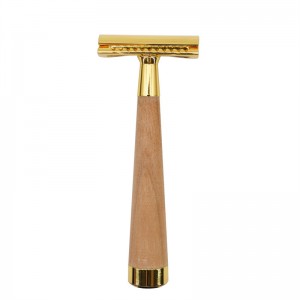 Natural Wooden Handle, Zero Waste and Plastic Free – Reusable Safety Razor for Men and Women Classical Shaver M2216